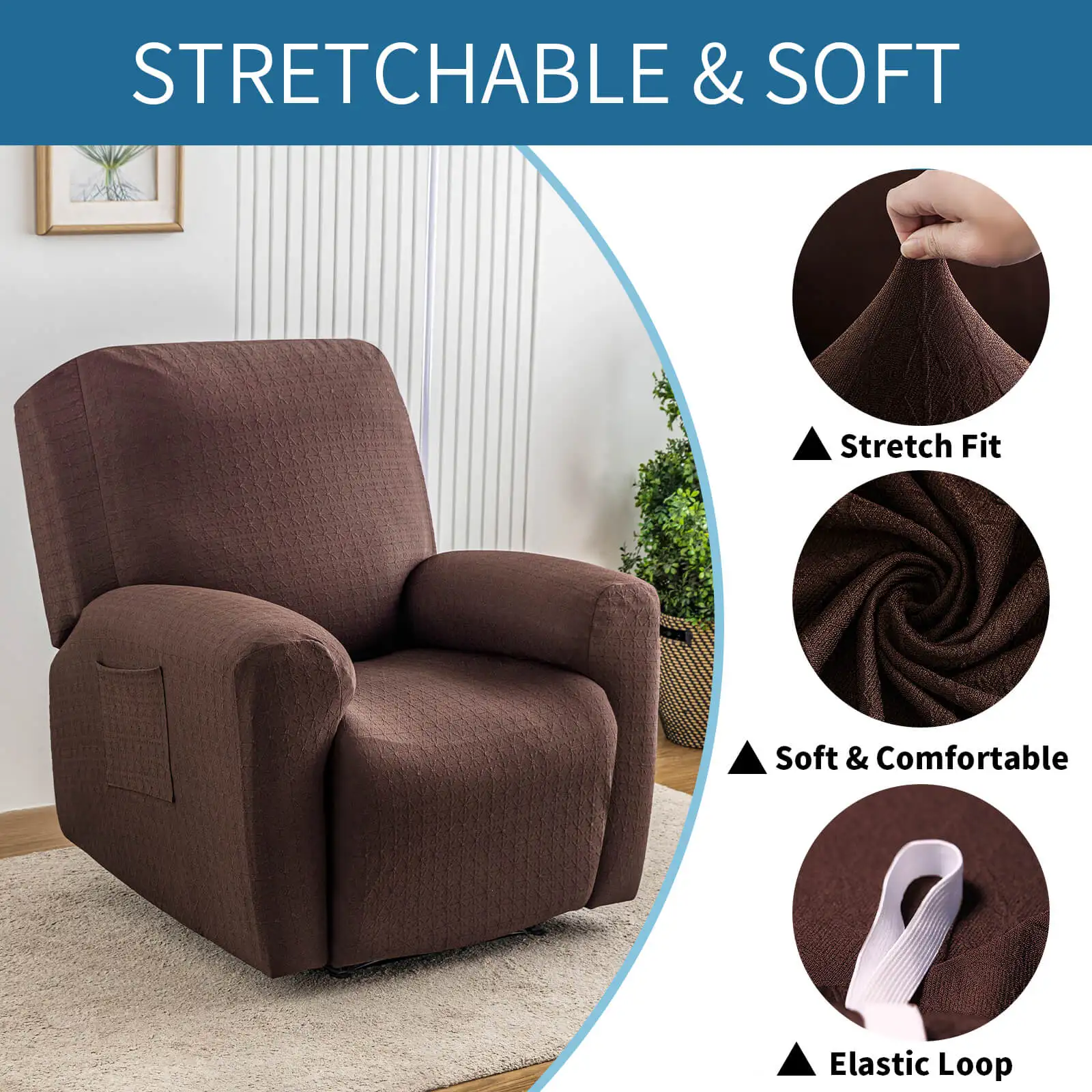 

Elastic Recliner Sofa Cover Jacquard Slipcover Chair Sofa Protector Lazy Boy Relax Armchair Stretch Couch Covers For Living Room