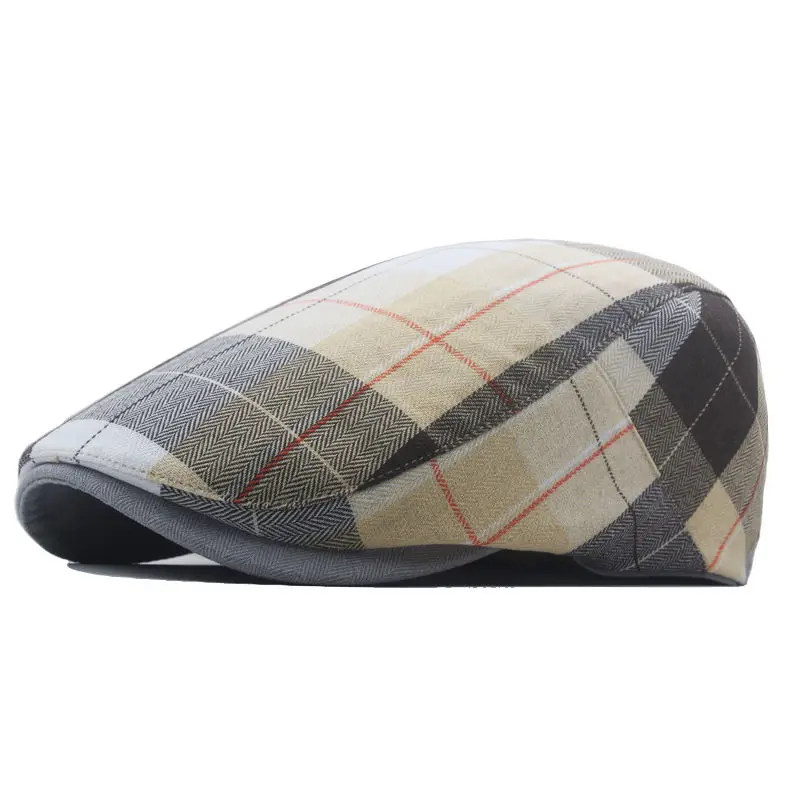 Spring Cotton Striped Print Newsboy Caps Flat Peaked Cap Men and Women Painter Beret Hats 117