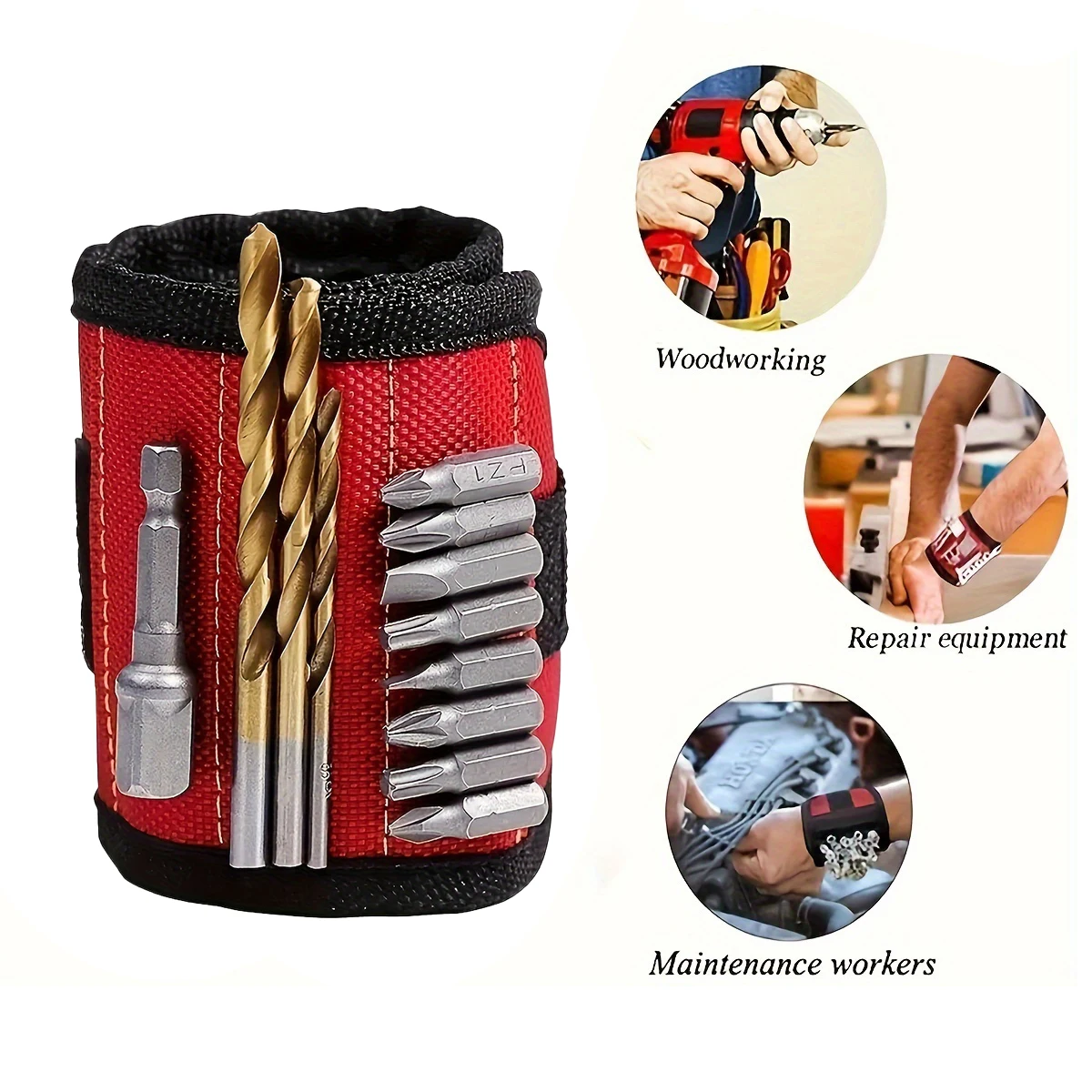 Magnetic Wristband for Holding Screws,Nails, Drilling Bits,Wrist Tool Holder Belts with Strong Magnets Cool Gadgets