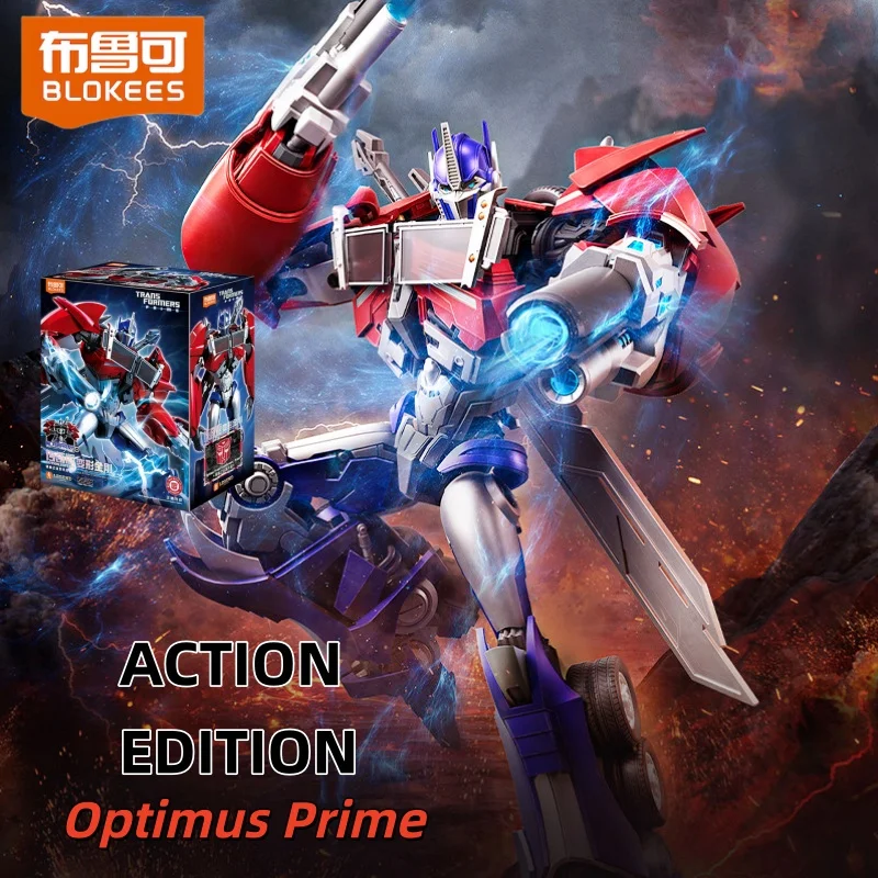 New Blokees Optimus Prime Transformers Action Edition Articulated Assembly Multiple Weapons Posable Collectible Model Figure