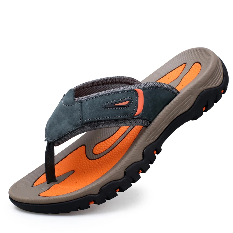 الصيف رائجة البيع شبشب جلدي رجالي الوجه يتخبط أحذية الشاطئ حجم كبير 46 47 الوجه بالتخبط الصنادل في الهواء الطلق النعل الخارجي الصلب