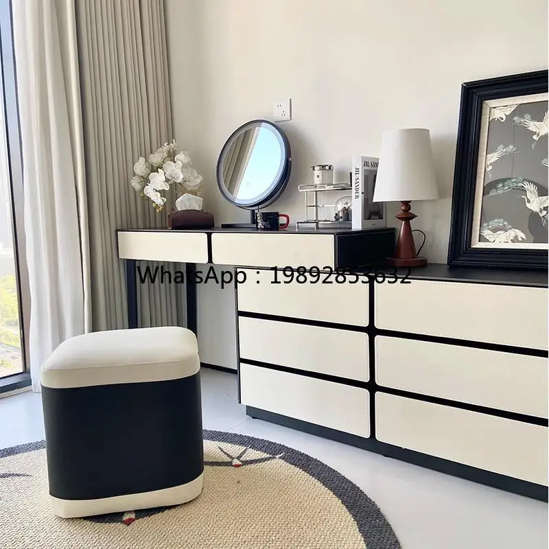 YY  Modern Minimalist Dressing Table and Chest of Drawers Integrated Black Retro Vintage Cream Style Extendable Corner