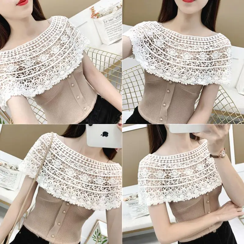 1 elegante chal de encaje para mujer, chal hueco de punto, transparente, vestido de noche nupcial para boda, chal, bufanda, capa de encogimiento de hombros de encaje de girasol