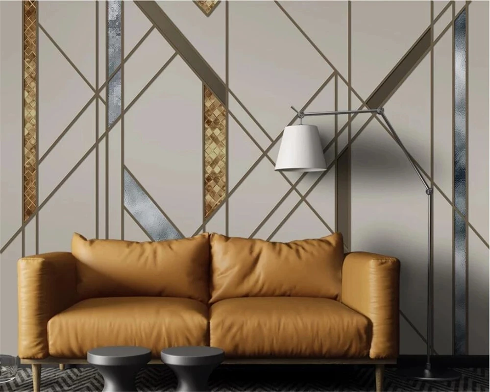 

Customized wallpaper 3D Nordic simple personality abstract geometric line square Living room background wall bedroom restaurant
