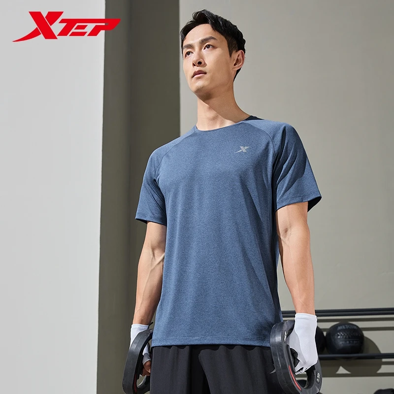 Xtep Short Sleeve Knitted Shirt For Men 2024 Summer Sweat-Absorbing Men\'s T-shirt Training Comfortable Outdoor Tops 876229010108