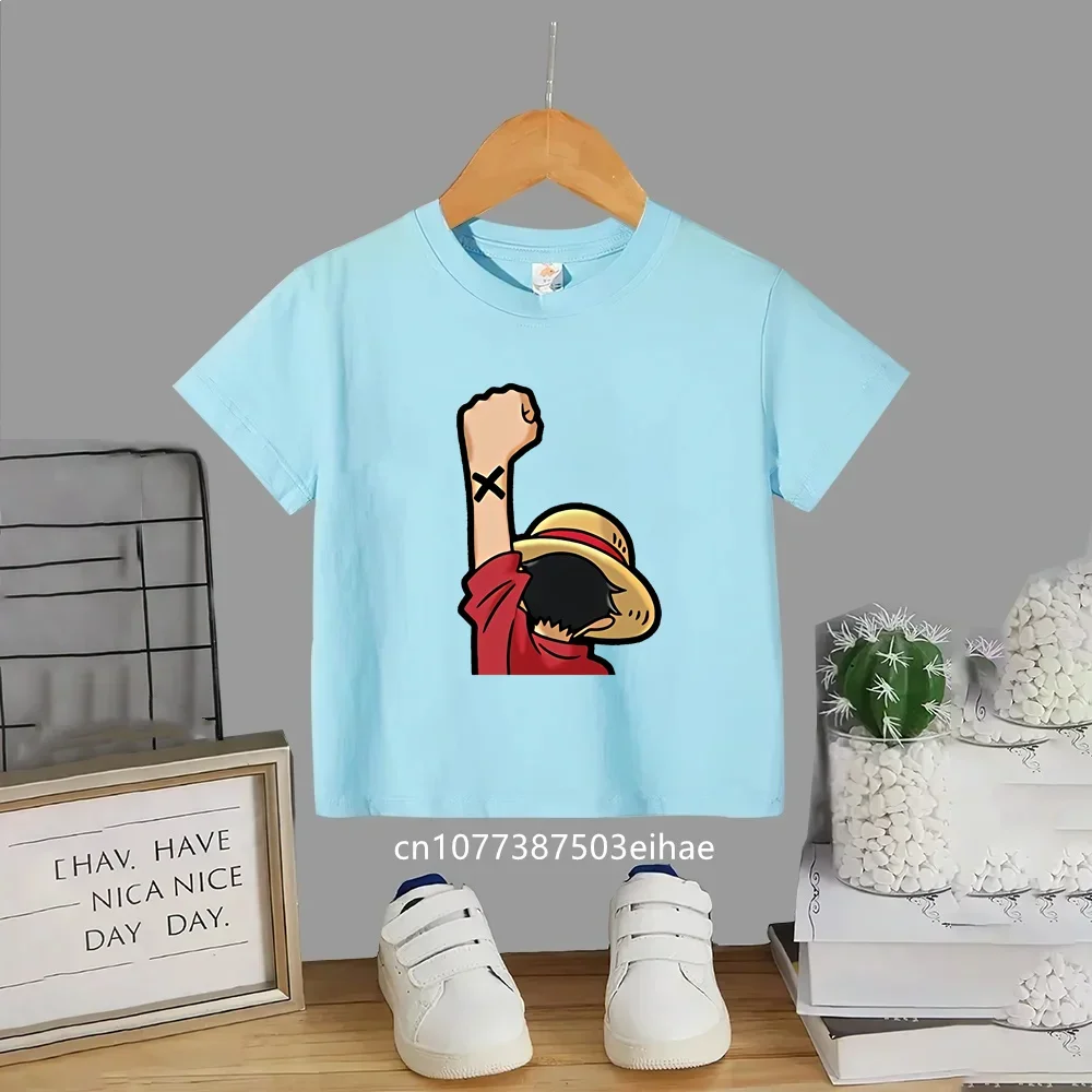 

Футболка унисекс с культовым принтом One Piece для детей: дышащая, повседневная, классическая, с аниме-рисунком, для юных фанатов