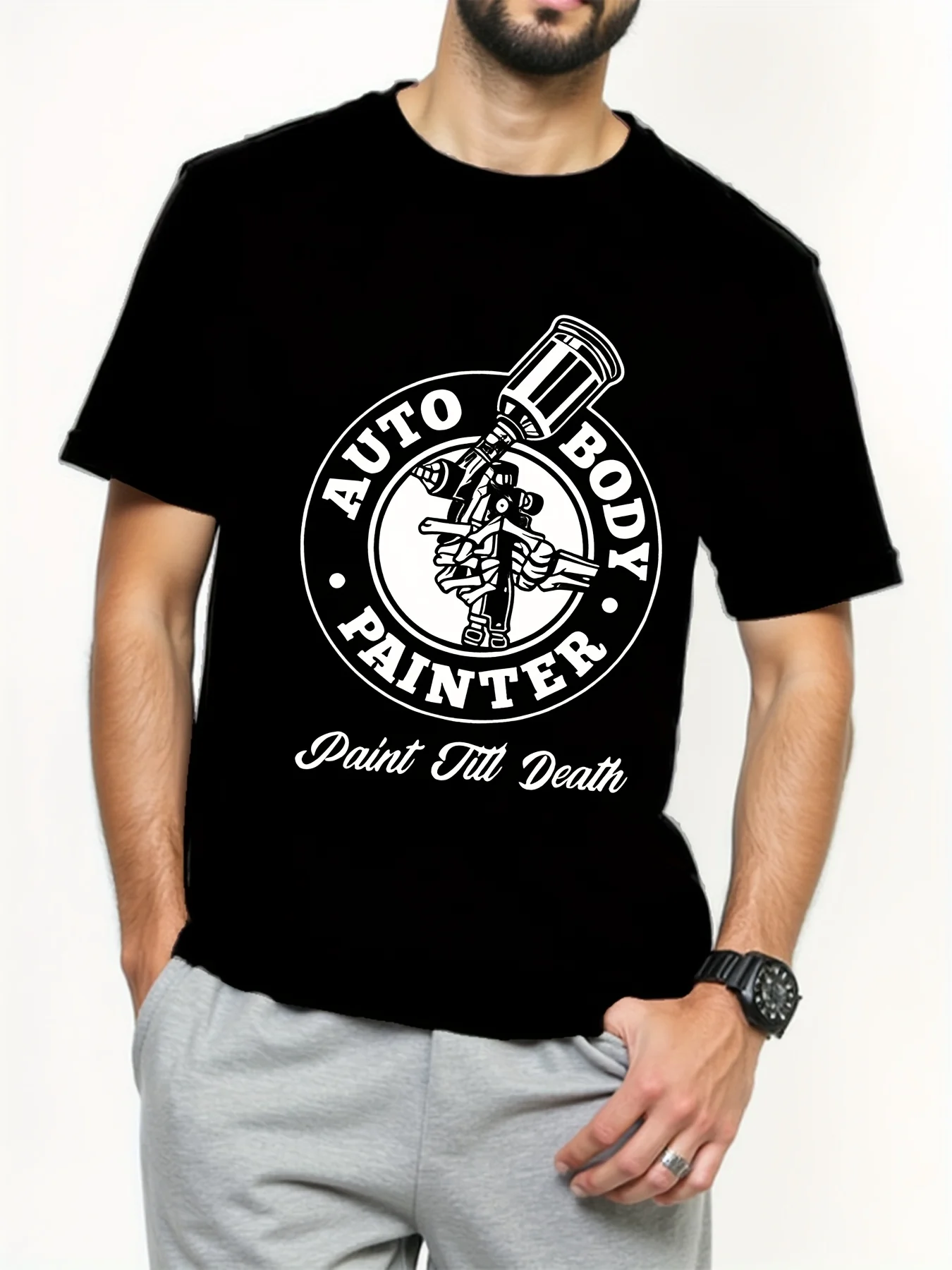 Camiseta con diseño de "Auto Body Painter", 100% algodón, cuello redondo, manga corta, informal, de verano, para hombre, ropa de calle