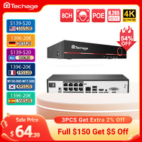 Techage 8CH H.265 4K/8MP/5MP POE NVR CCTV Security Surveillance System for POE IP Camera Network Camera VCR Support Max 14TB