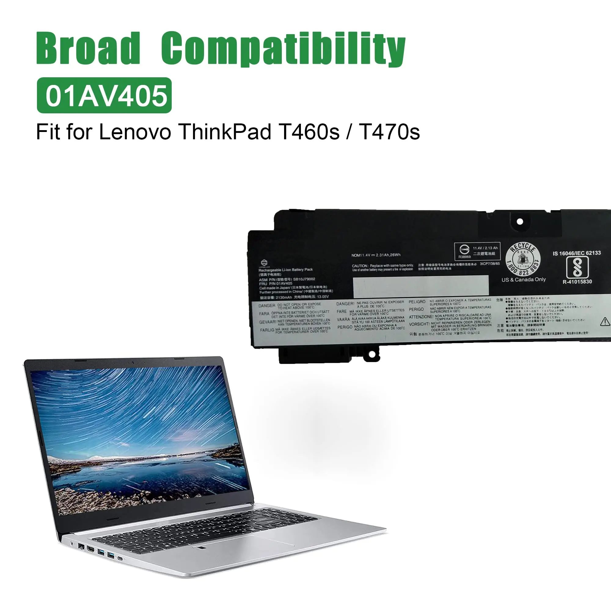 Damaite 13.05V 01AV405/00HW022 Bateria de laptop para Lenevo compatível com Lenovo ThinkPad T460S T470S 00HW038 00HW024 00HW025