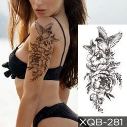 Waterproof Temporary Tattoo Sticker Magpie Peony Flower Cute Pattern Body Art Arm Fake Tattoos Sleeve Women Men Chest Waist Legs