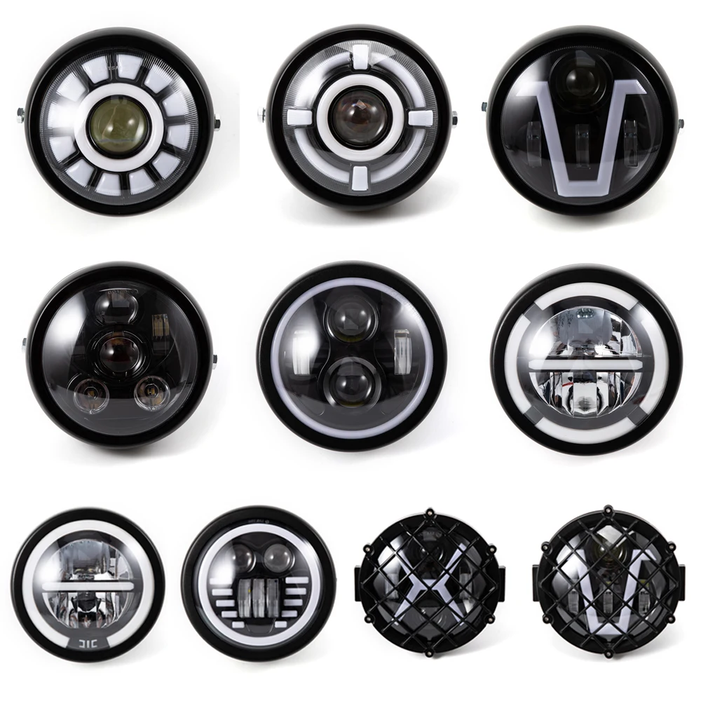 

For Harley Cruisers Sportster Cafe Racers Honda Yamaha Suzuki Custom 12V 6.5" Inch Motorcycle Retro Headlight Motorcycle Parts