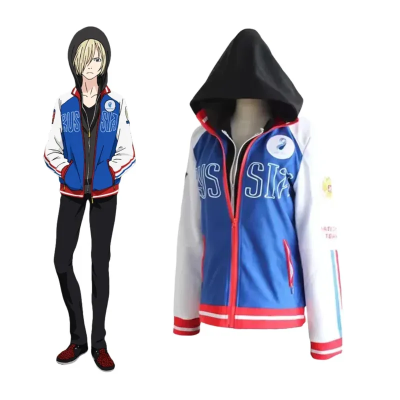 

Anime YURI!!! on ICE Cosplay Costumes Yuri Plisetsky Zipper Hoodied Outdoor Sportswear Zip Hoodie for Women and Mens