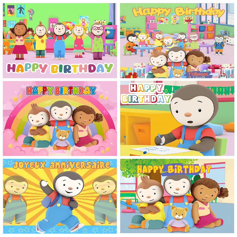 

Cartoon Penguin Tchoupi Theme Backdrop Children Birthday Party Decoration Banner Background Boys Girls Party Gift Photozone Prop