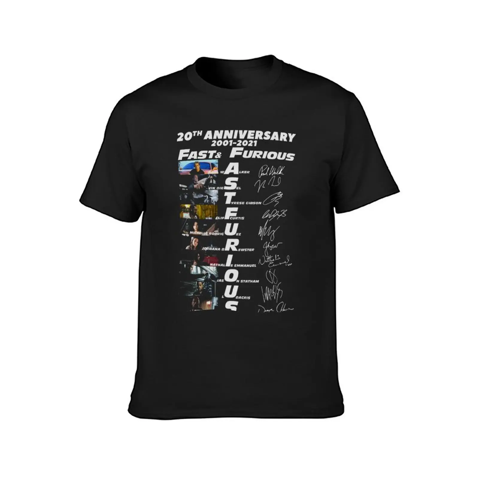 20th Anniversary 2001 2021 Fast Furious Signatures T-Shirt sweat summer top oversizeds men t shirts