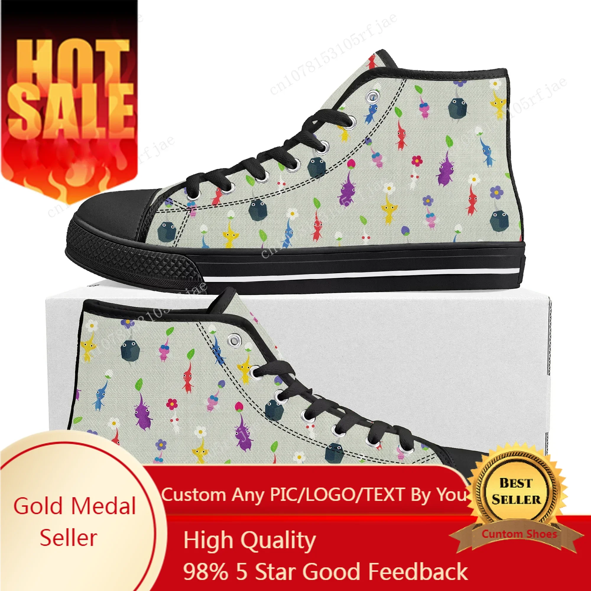 

Pikmin High Top Sneakers Hot Cartoon Game Mens Womens Teenager Fashion High Quality Canvas Sneaker Custom Built Couple Shoes