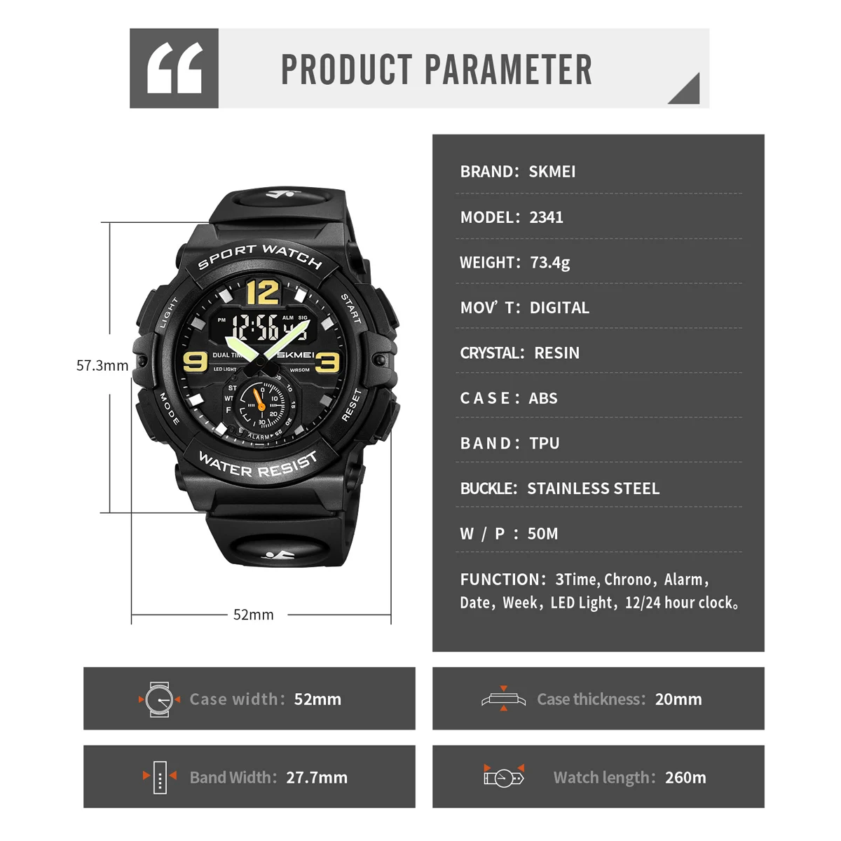 SKMEI Digital Electronic Large Dial Watch Fashion Sport Watches For Men Waterproof Quartz Wristwatch Alarm Clock Horloges Mannen