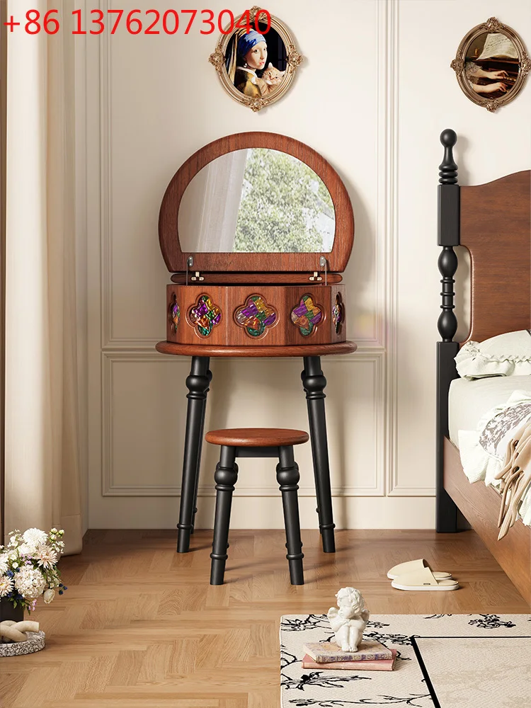 French retro style North American ash wood dresser bedroom bedside storage makeup table