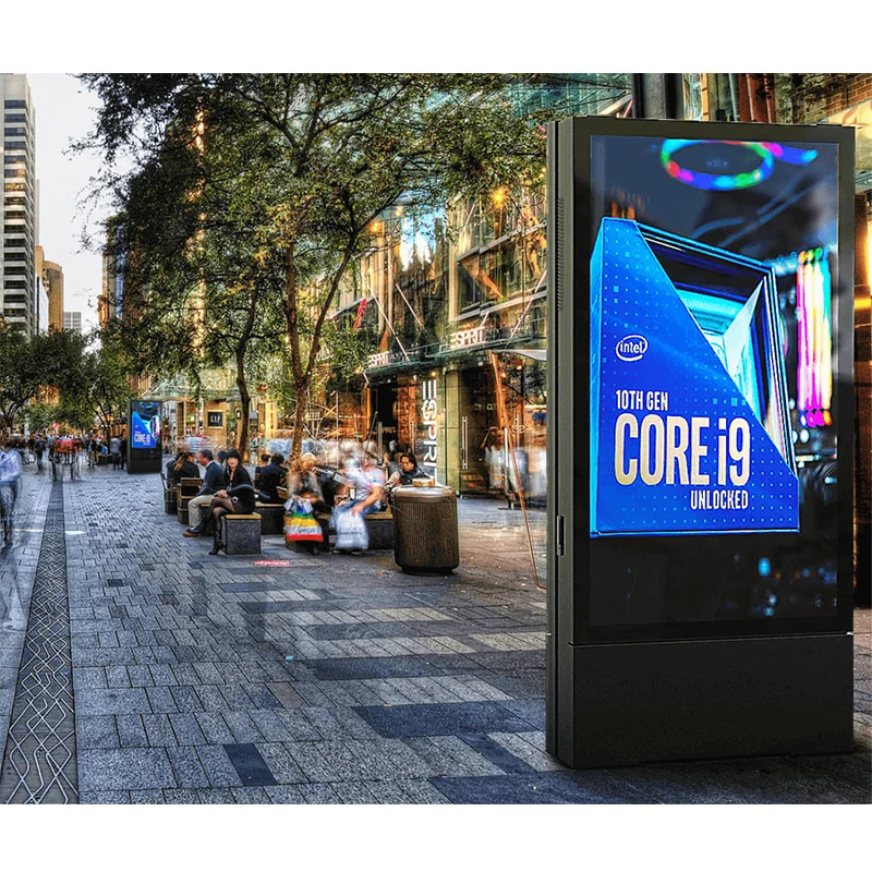 Commercial Outdoor Led Poster Floor Standing Digital Signage Vertical Video Display Kiosk Totem