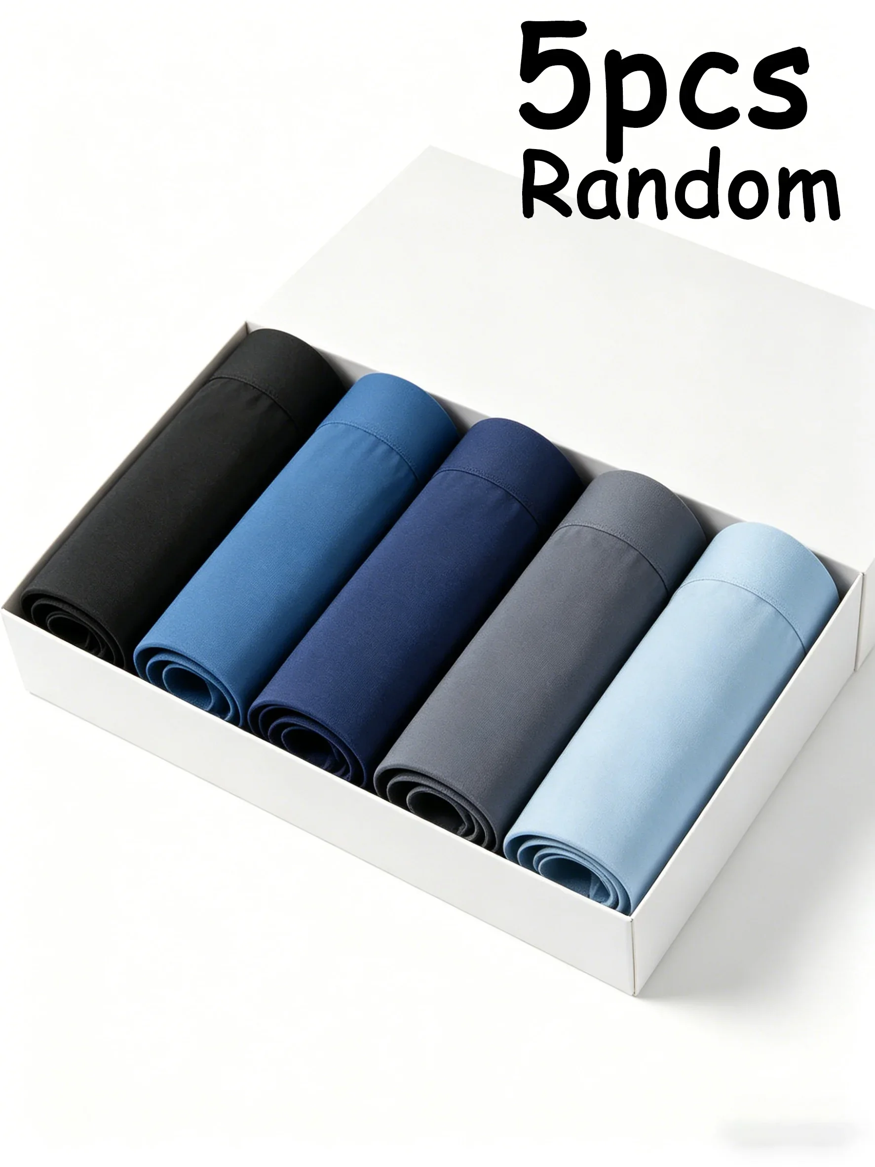 5Pcs Men‘s Solid Color Boxers Seamless Silk Male Underpants Ultra-thin Sexy Underwear Summer Cool Trunk Shorts Briefs