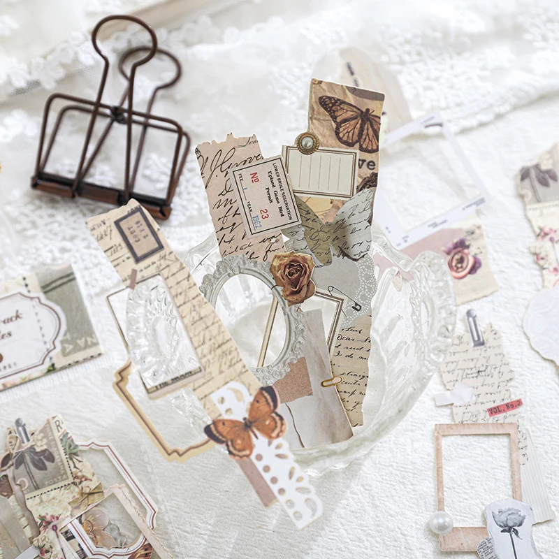 Journal GO 10pcs Cute INS Hollow out Material Paper Decorative Diary Album Scrapbooking Collage Material Junk Journal Stickers
