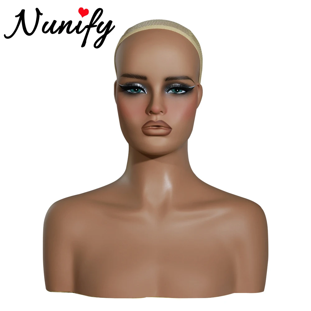 

New Thick Lips Mannequin Head For Wig Display Realistic Mannequin Head With Shoulders Square Face Wig Head With Pockmarks Makeup