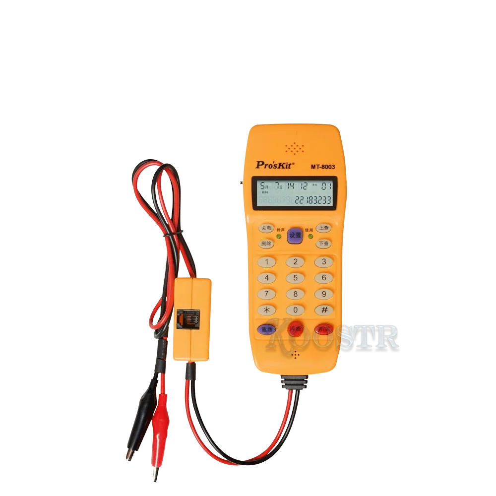 جهاز اختبار خط الهاتف Po'sKit MT-8003 بدون استخدام اليدين يحدد تلقائيًا لنظام DTMF وFSK وتشغيل النغمة والنبض