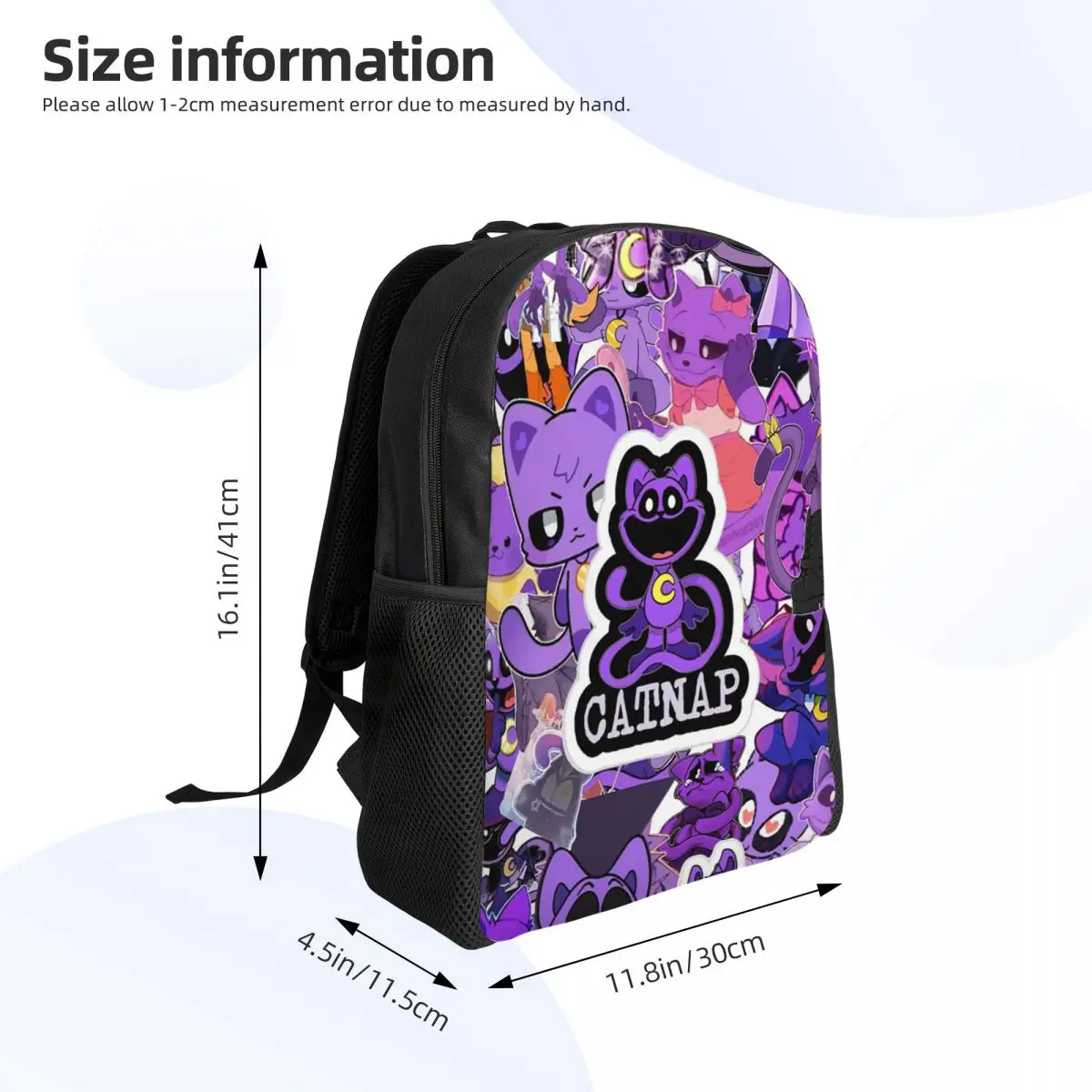 Catnap Smiling Critters Cartoon Backpack Daypack Large Capacity Boys Girls BookBag School Bag Shoulder Bags for Men Women