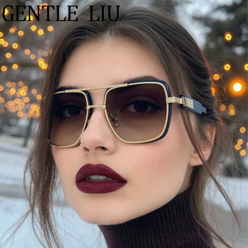 

Oversized Square Sunglasses Women 2026 Luxury Brand Vintage Punk Metal Frame Sun Glasses Fashion UV400 Outdoor Eyewear Shades