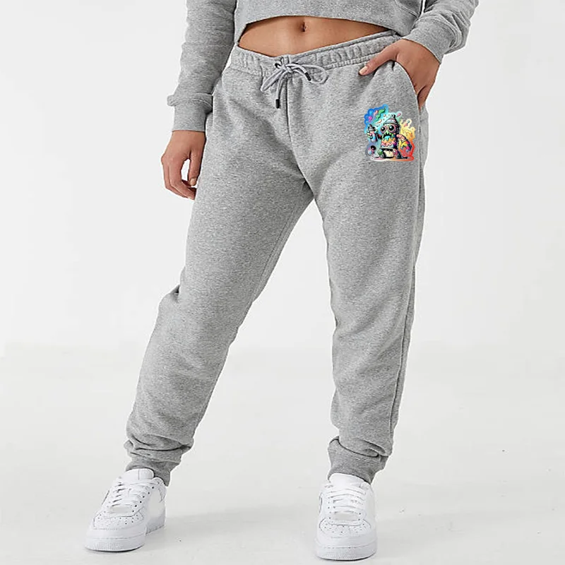 

Женские спортивные штаны с милыми персонажами мультяшных уличных аэрозольных красок, идеально подходящие для повседневной осенней одежды
