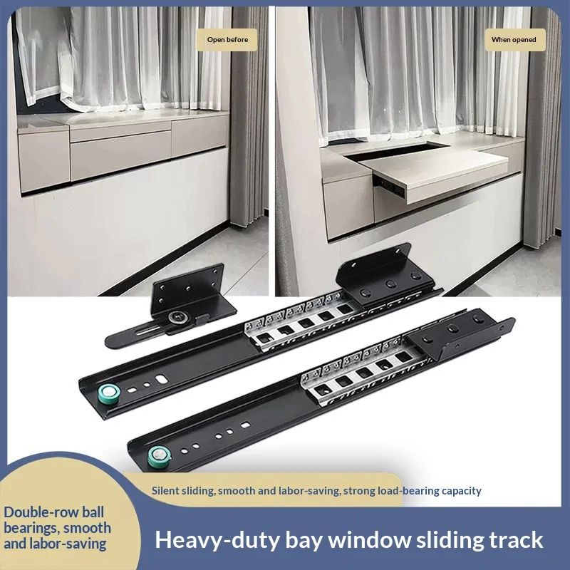 Heavy Duty Bay Window Sliding Rail Desk Telescopic Sliding Rail Window Sill Pull-Out Desktop Invisible Silent Rail