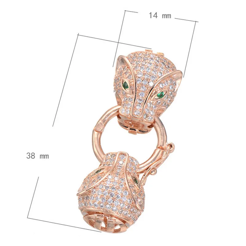 Hot Animal Head Bijoux Zircon Panther Floating Charms For Bracelets & Necklaces Big Micro Pave Copper Clasps Jewelry Berloque