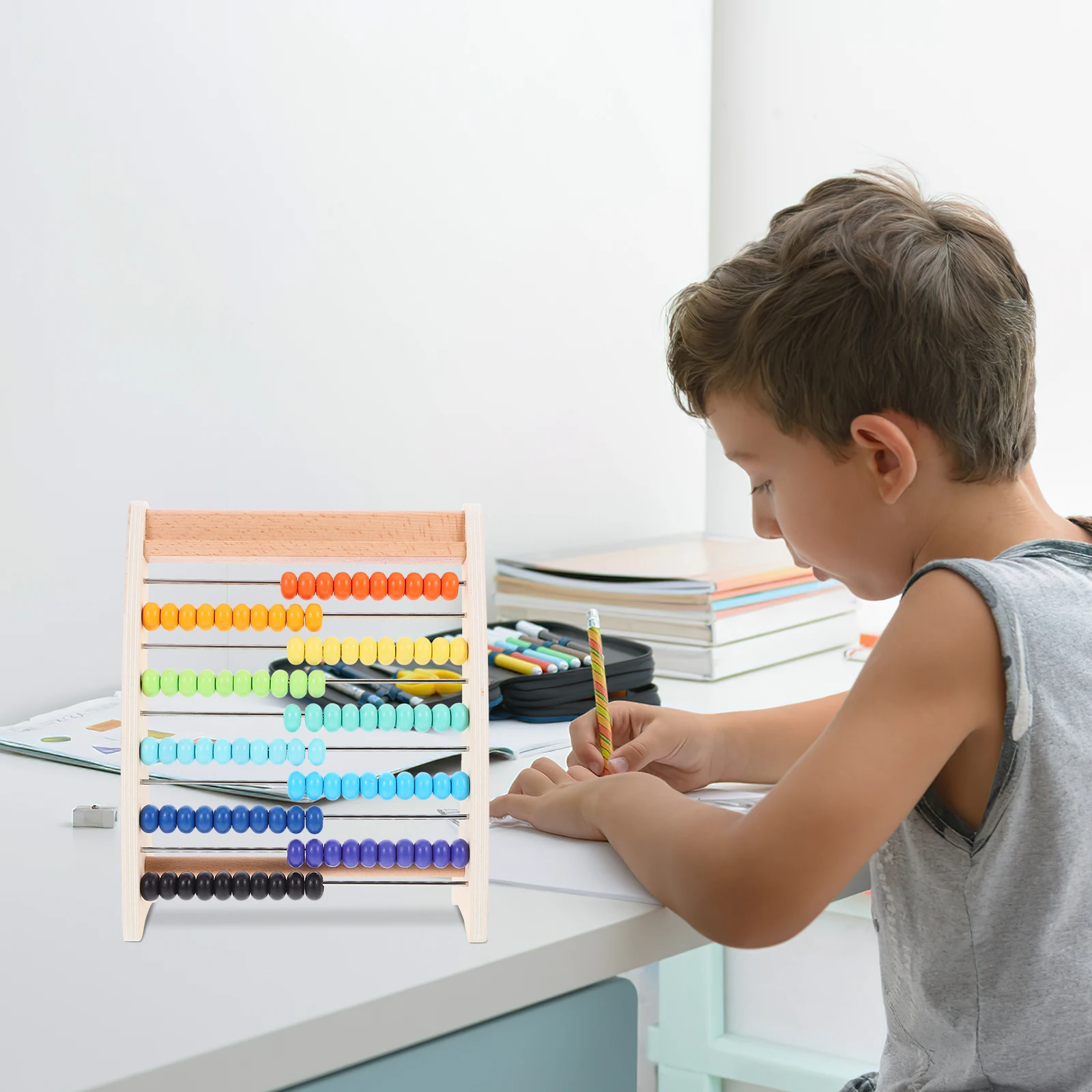 

13 Beads Calculation Teaching Aids Wood Abacus Arithmetic Tool Vintage Design Metal Kids Math Toys Study Supplies