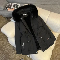 Winter Women Jacket Parka Clothes Loose Long Coat Wool Liner Hooded Jacket Fur Collar Warm Thick Warm Snow Wear Padded Parka