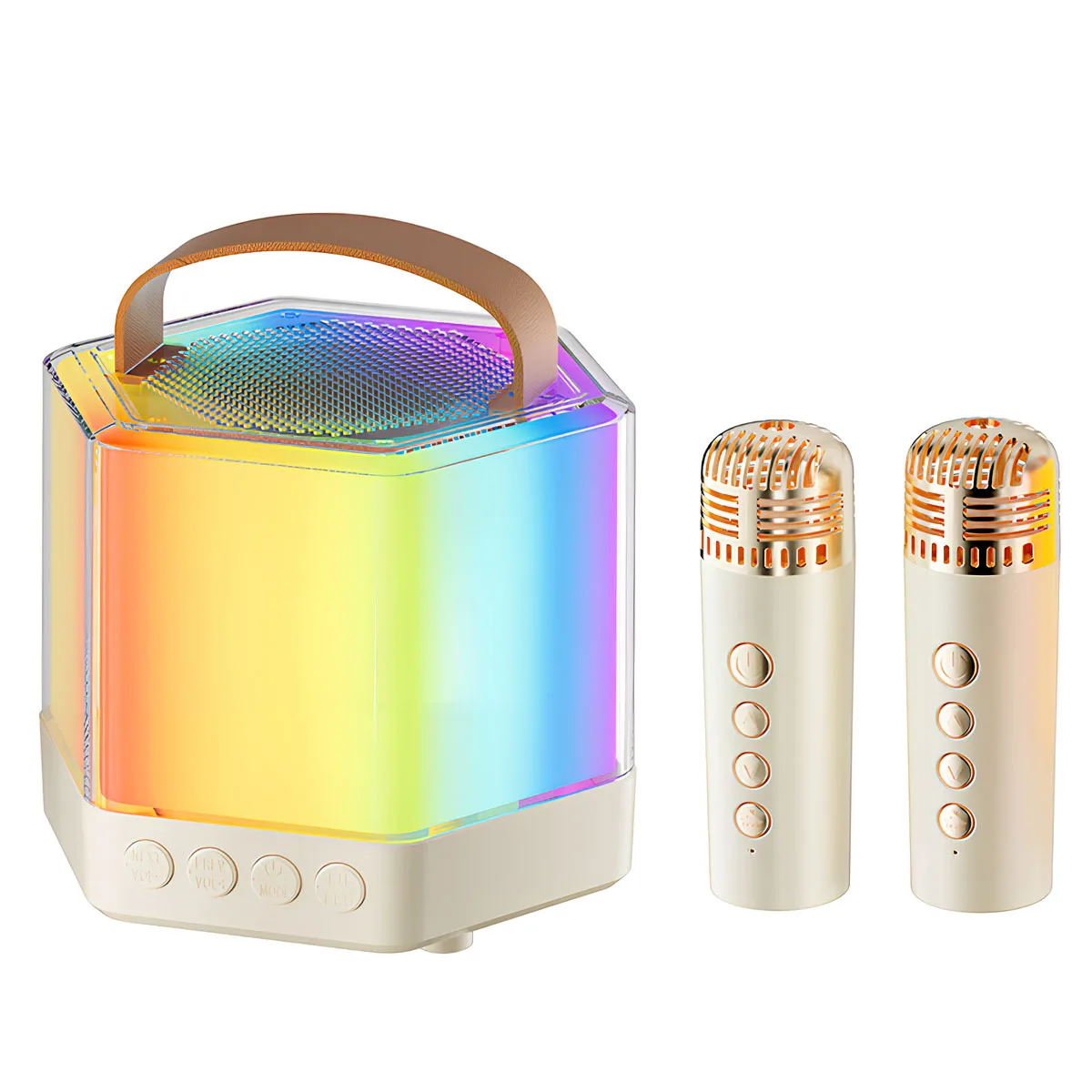 

Microphone Set Mini Karaoke Machine Portable With Led Light Clear Sound For Adults Family Party Singing Entertainment