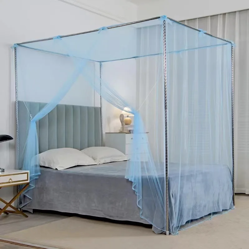 Thiened Frame Single Door Easy Assembly Square Top Mosquito Net 5m for Double Bed Old Sle Princ Sle Home Use