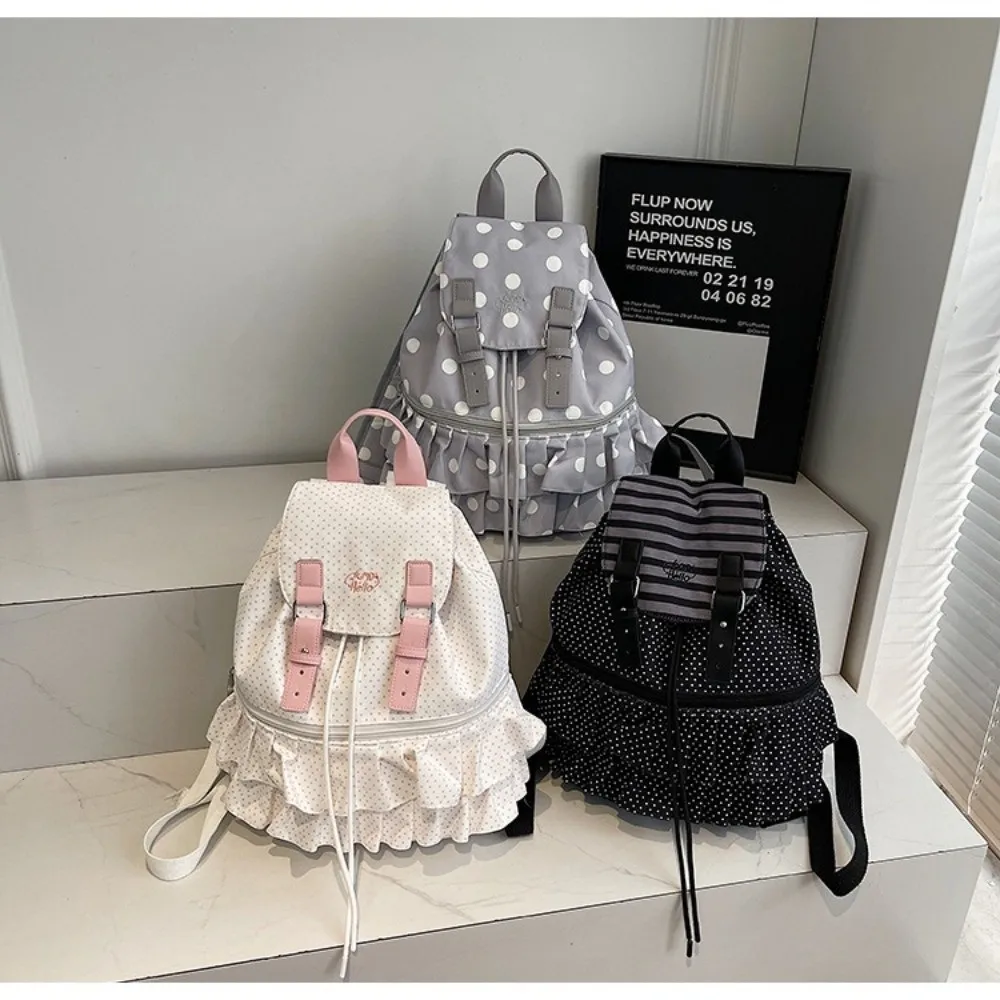 Fashion Polka Dot Backpack Large Capacity Casual School Bag Multifunctional Shoulder Bag Travel