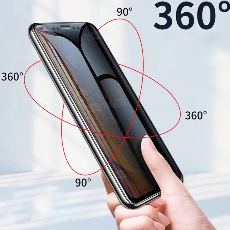 

4-Way 360 Degree Privacy Tempered Glass For iPhone X XR XS 11 12 13 Mini 14 15 Pro Max Anti Spy Peeping 9H Screen Protector Film