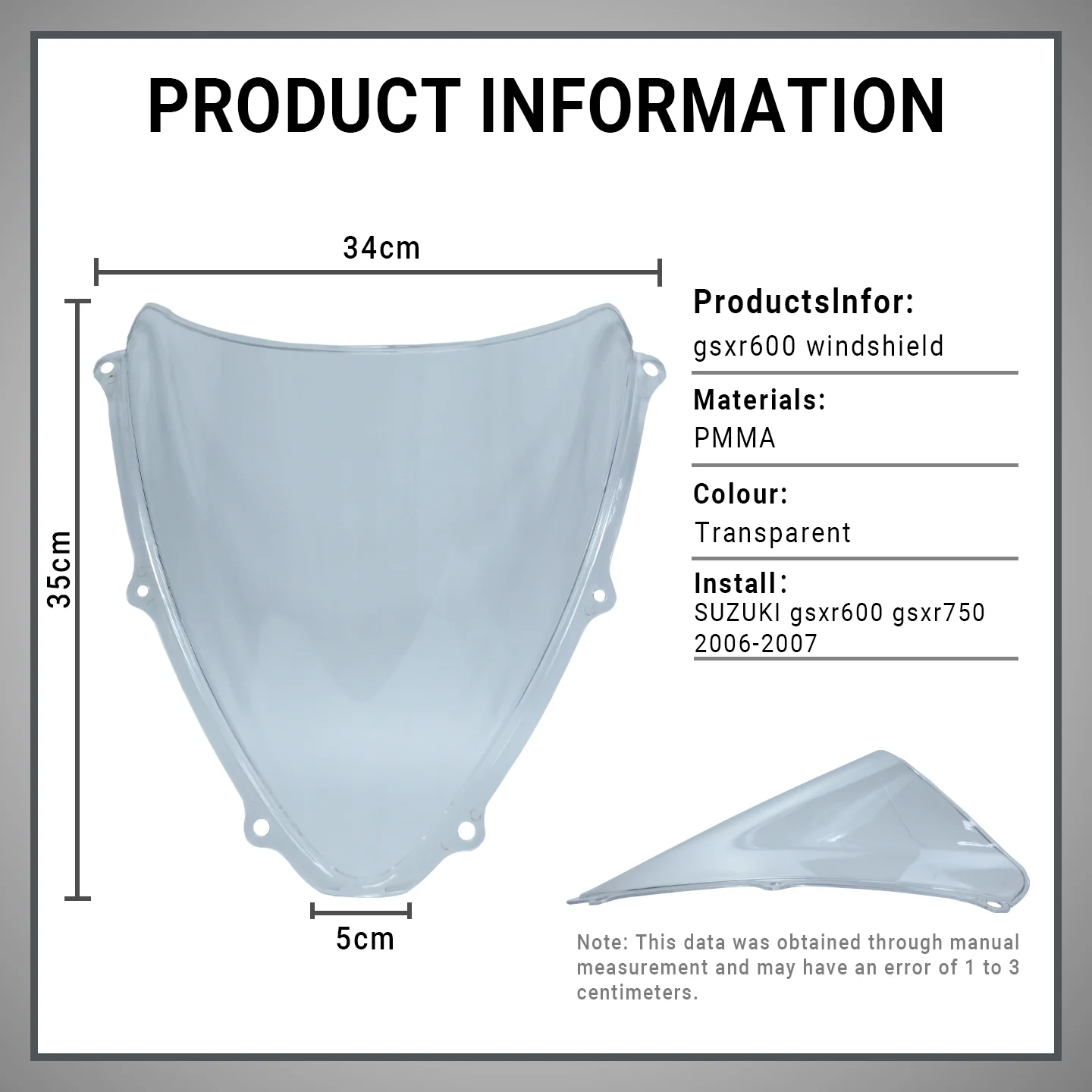 GSXR600 الزجاج الأمامي لسوزوكي GSXR600 GSXR750 الدراجات النارية فقاعة مزدوجة الزجاج الأمامي GSXR750 الزجاج الأمامي هدية 2006-2007 #3