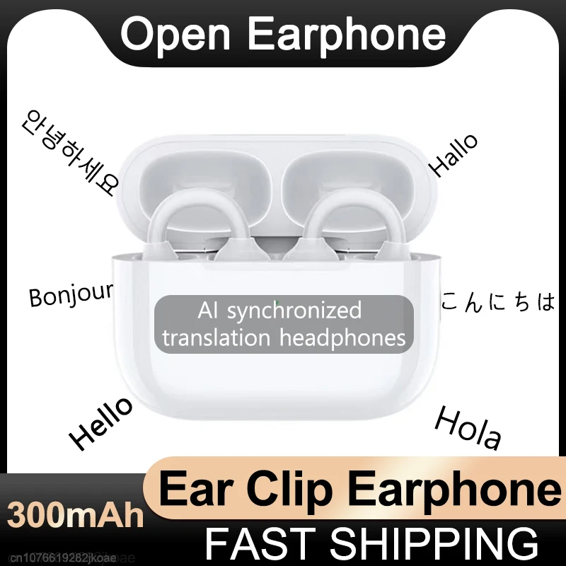New M11 Ear Clip Earphones Convenient Bluetooth Headset Open Wireless Headphones AI Synchronized Translation HiFi Stereo Earbuds