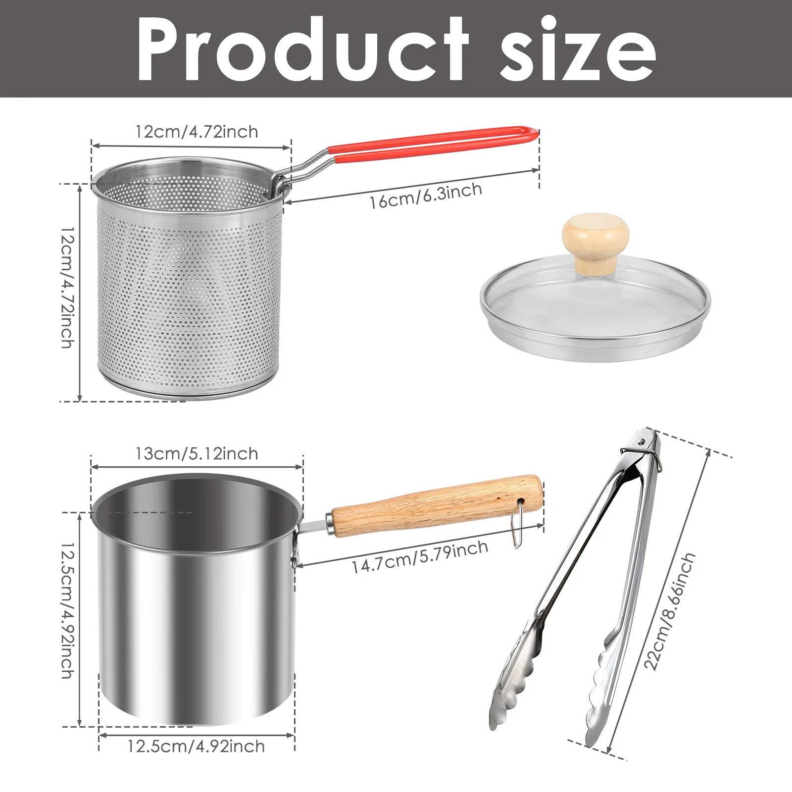 Deep Fryer Pot with Strainer Basket Stainless Steel Deep Frying Pot with Handle Lid Oil Mini Fryer Frying Fish Shrimp Chicken