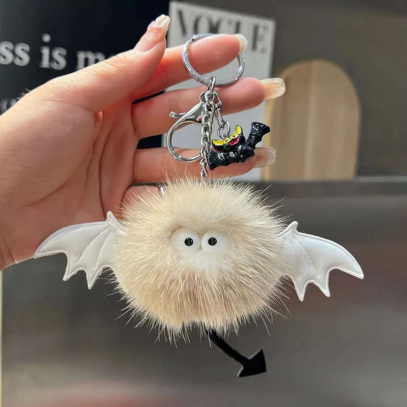 Kleiner Teufel Pack Anhänger Nerz Haar Schlüsselanhänger Anhänger süße Haarball Elf Plüsch Puppe Ornamente Sammlung Desktop Display Geschenk Spielzeug