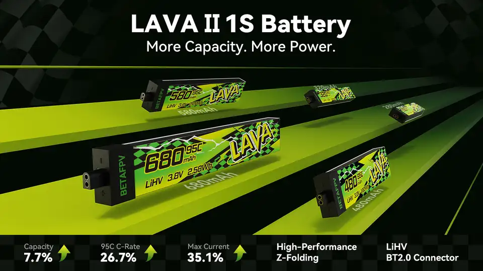 Updated BETAFPV LAVA 2 580mAh 1S 95C Battery for Meteor75 Pro Air