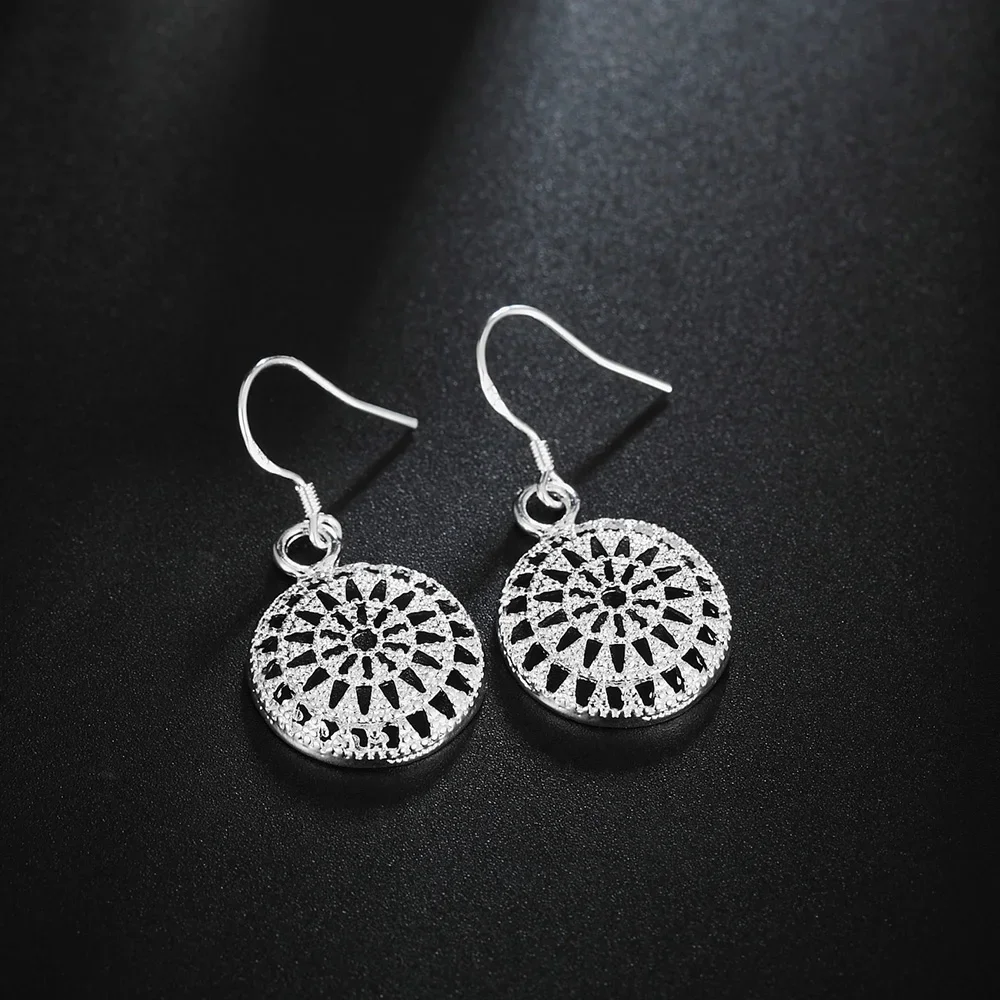 New Original 925 Sterling Silver Romantic Round shape earrings for Women Christmas Gifts fashion brands Street all-match Jewelry