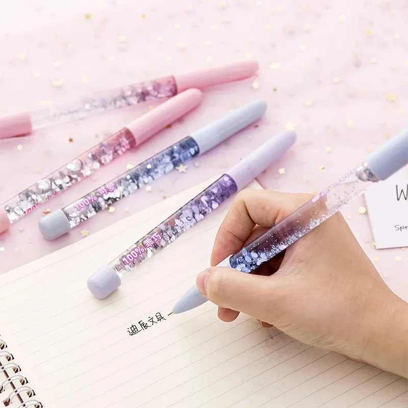 2022 New 1Pc 0.5mm Fairy Stick Creative Rainbow Color Ballpoint Pen Drift Sand Glitter Crystal Ball Pen for Girl Gift Stationery