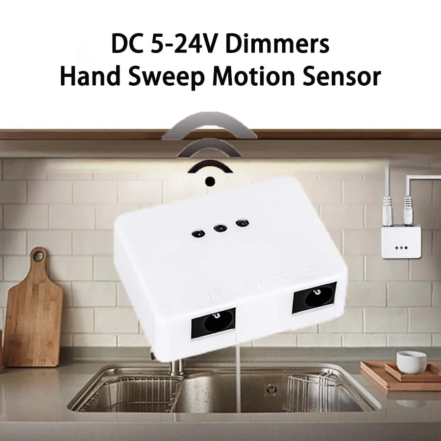 

DC 5-24V Dimmers Sensor Hand Sweep Motion Sensor Smart Switch Detector DC Female Dimmers For LED Strip Cabinet Closet Light