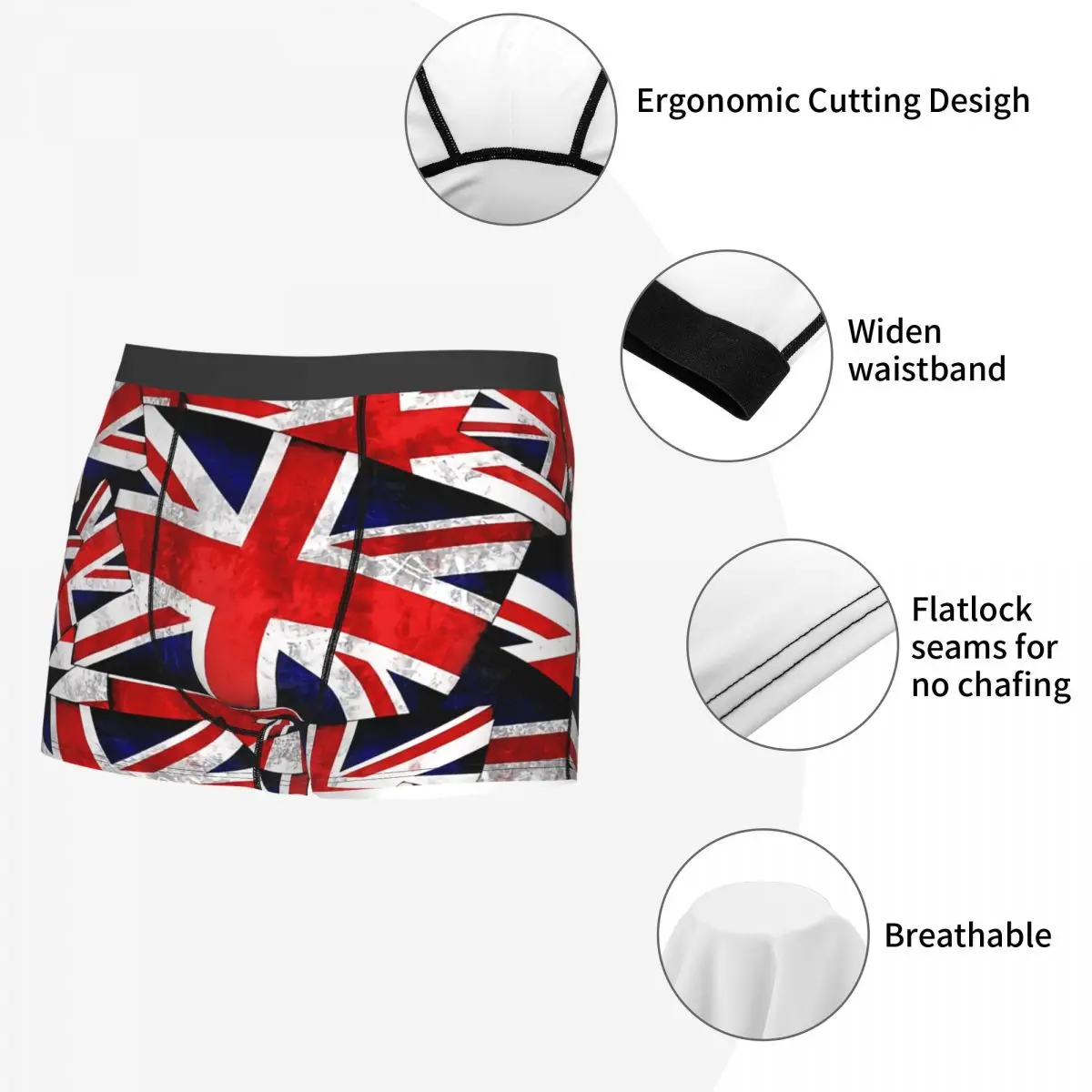 Union Jack British England UK Flag Man\'s Boxer Briefs Highly Breathable Underpants High Quality Print Shorts Gift Idea