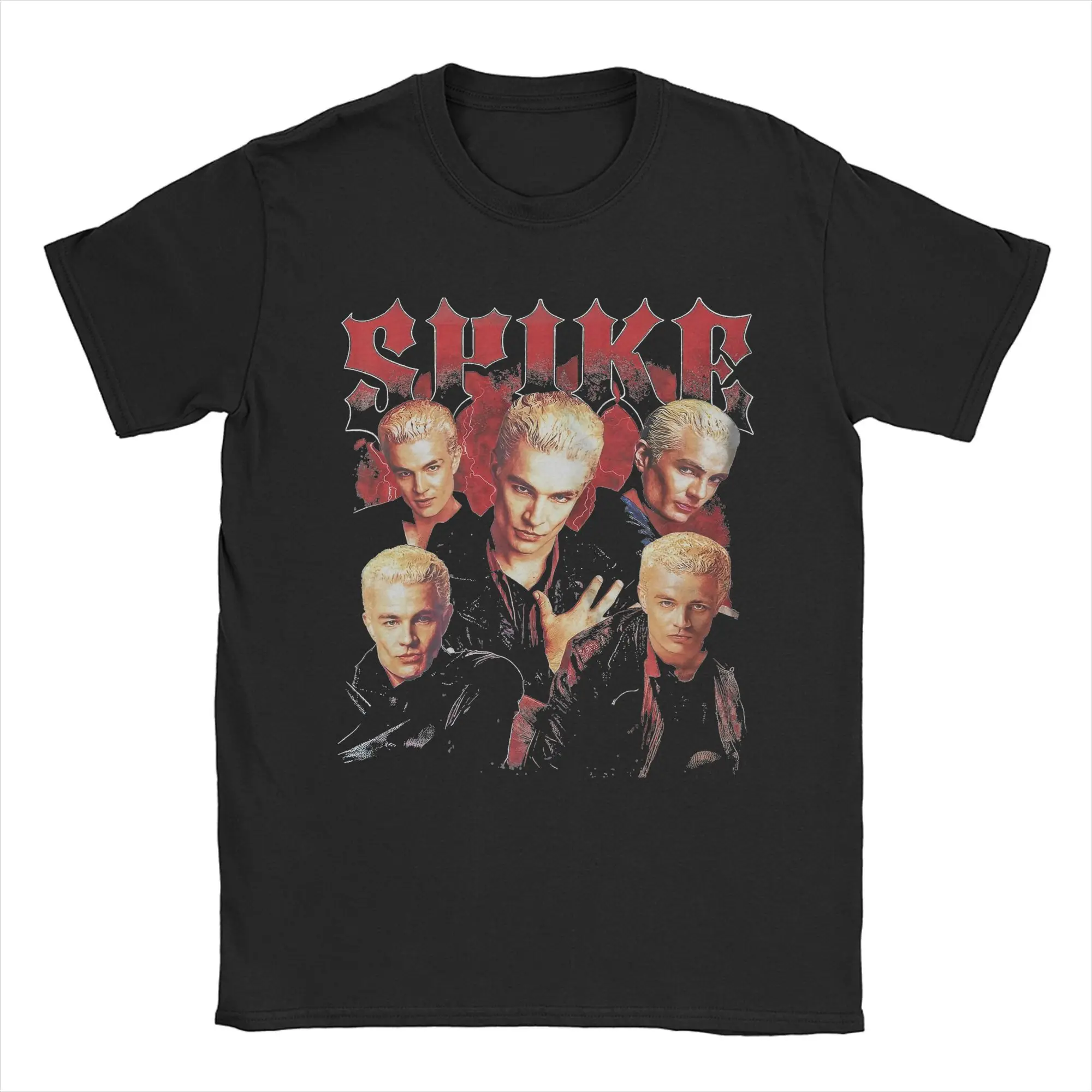 Buffys The Vampires Slayers Spike T Shirts for Men Cotton Novelty T-Shirt Round Collar  Tees Short Sleeve Tops Graphic