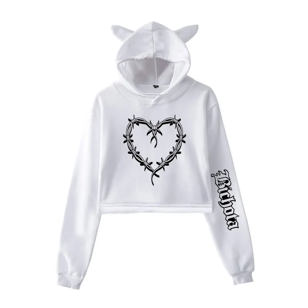 2024 Novelty Hot Sale Karol G Bichota logo Pullover Hoodie Merch Hoodies Sweatshirts for Girls Cat Ear Crop Top Hoodie Youth