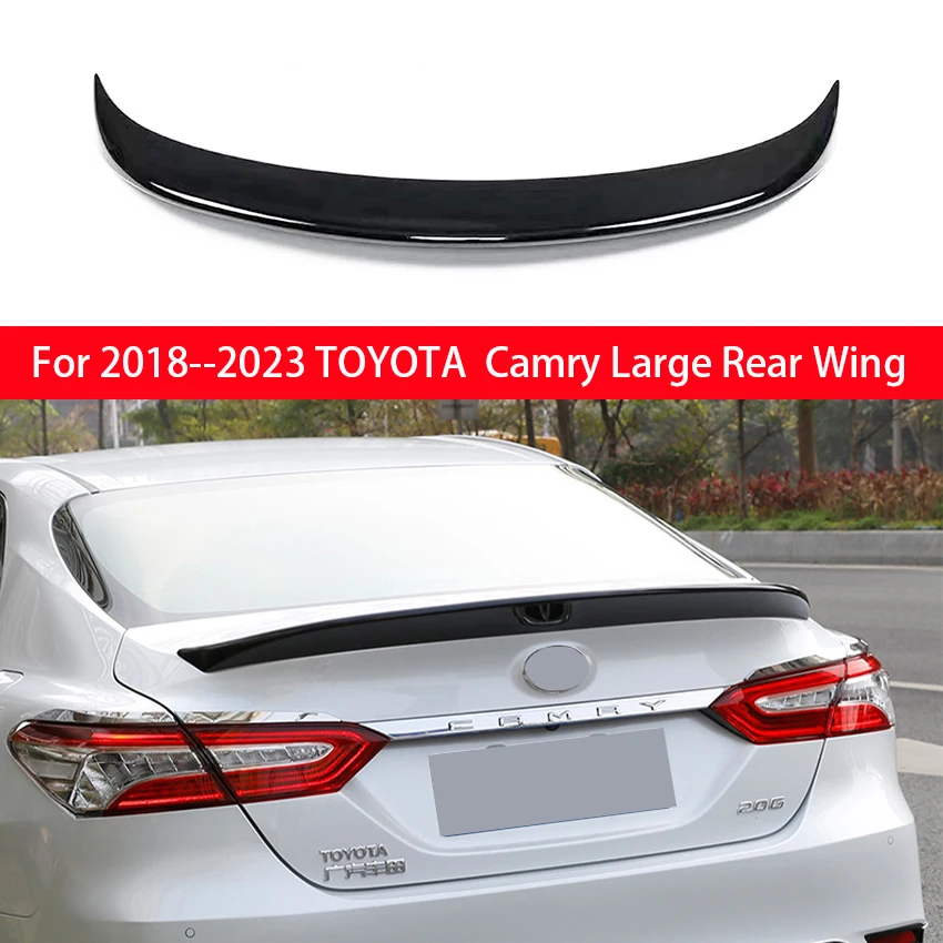

For 2018 2019 2020 2021 2022 2023 TOYOTA Camry Large Rear Wing Spoiler Bright Black Carbon Fiber Car Tail Adjustment Kit