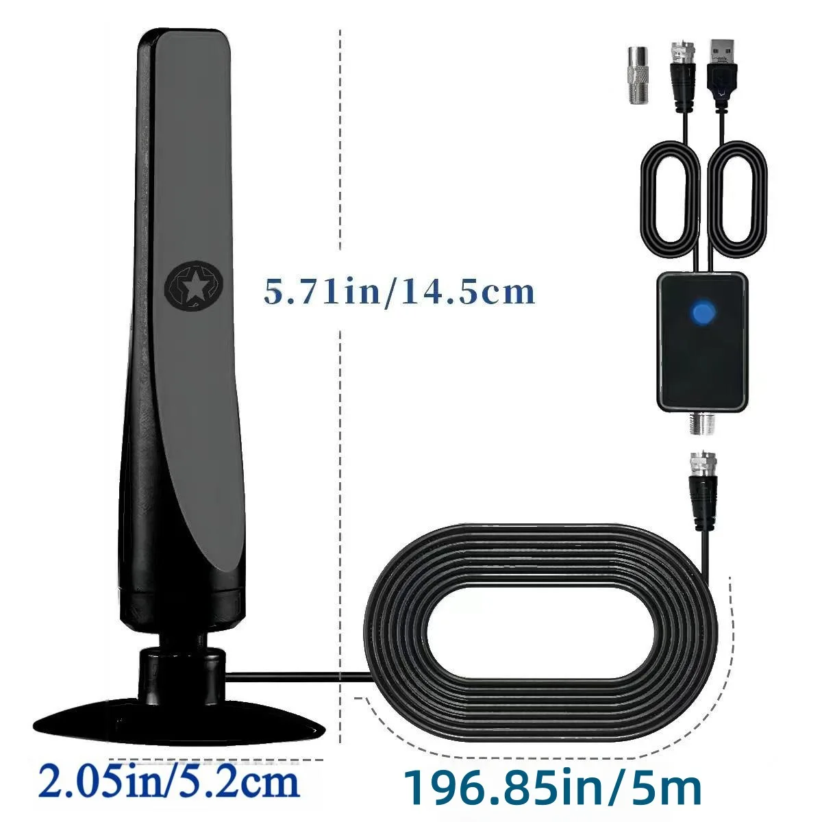 Digital Tv Antenna Receiver for Indoor and Outdoor Use, Enhanced Digital Terrestrial Wave Hdtv Tv Antenna, Supports Multiple National Standards